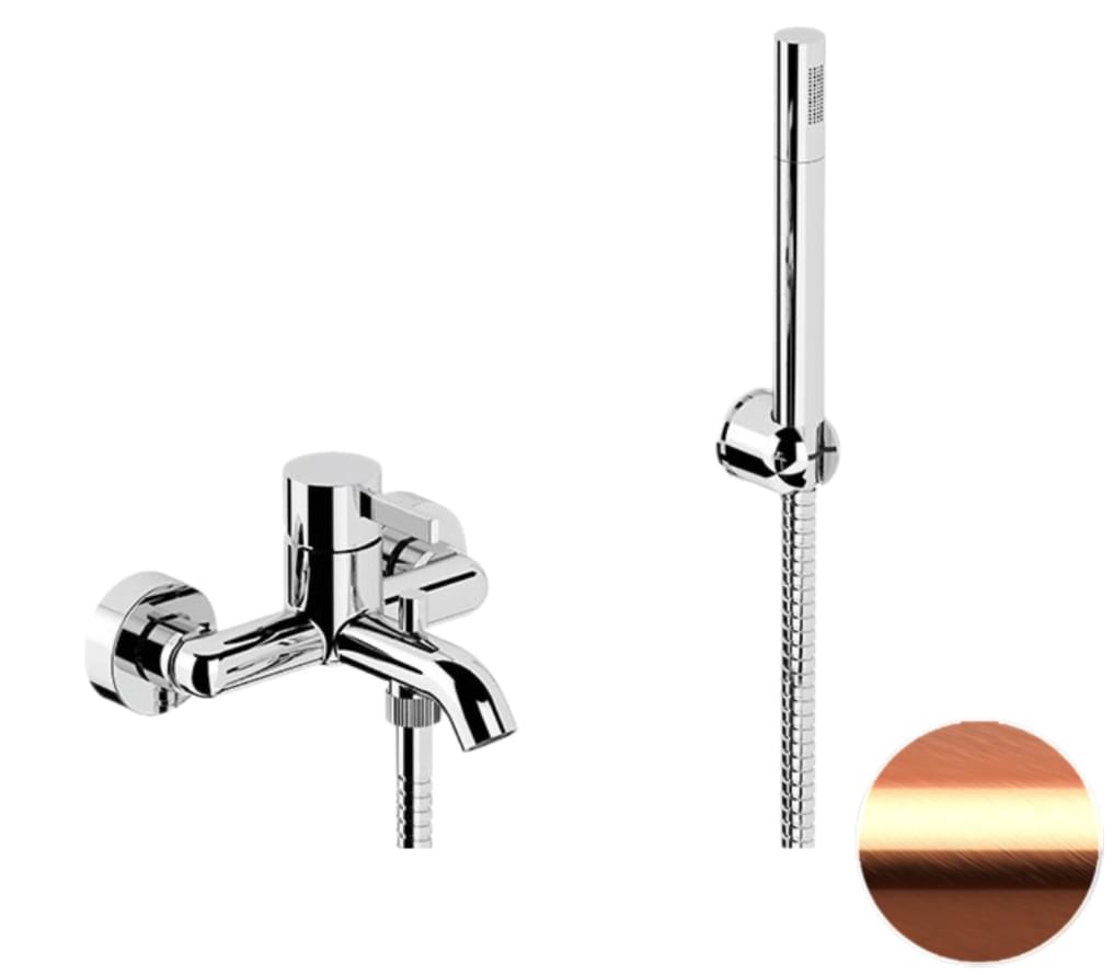 Плитка Remer Metrica Смеситель для ванны METRICA настенный медь брашированная  поверхность брашированная