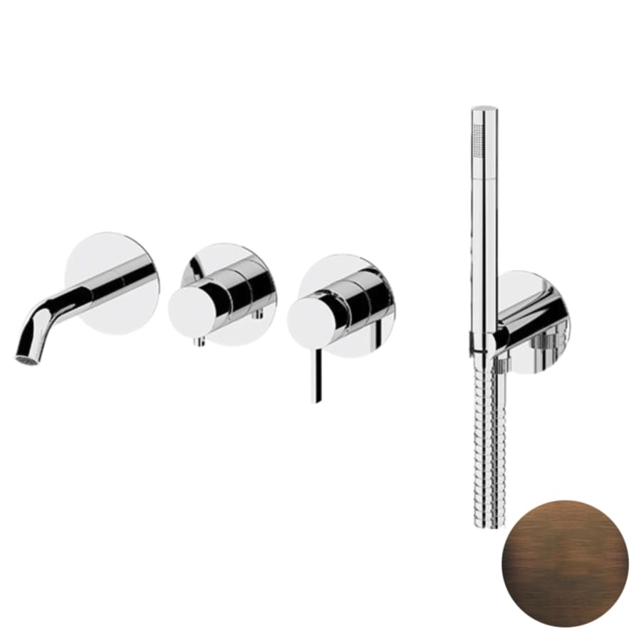 Плитка Remer Metrica Смеситель для ванны METRICA настенный с лейкой бронза масляная  поверхность матовая