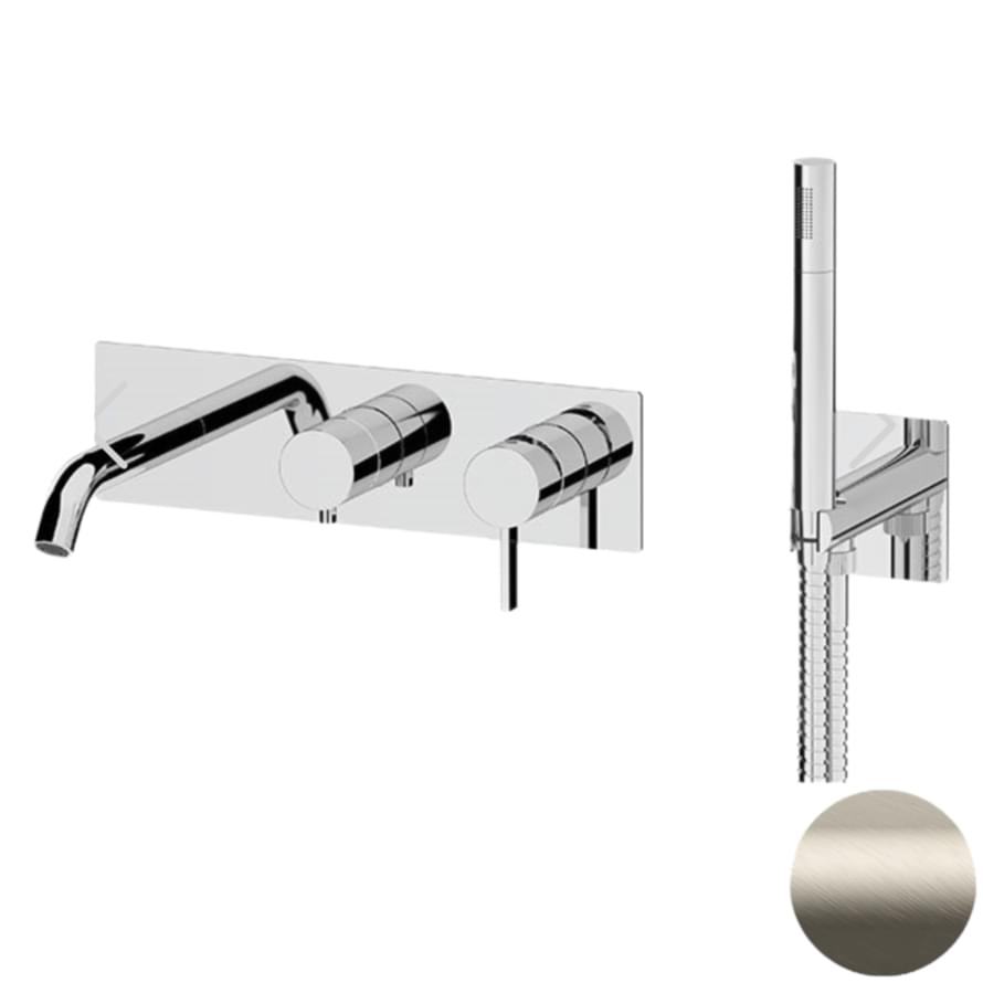 Плитка Remer Metrica Смеситель для ванны METRICA настенный с лейкой сталь  поверхность матовая