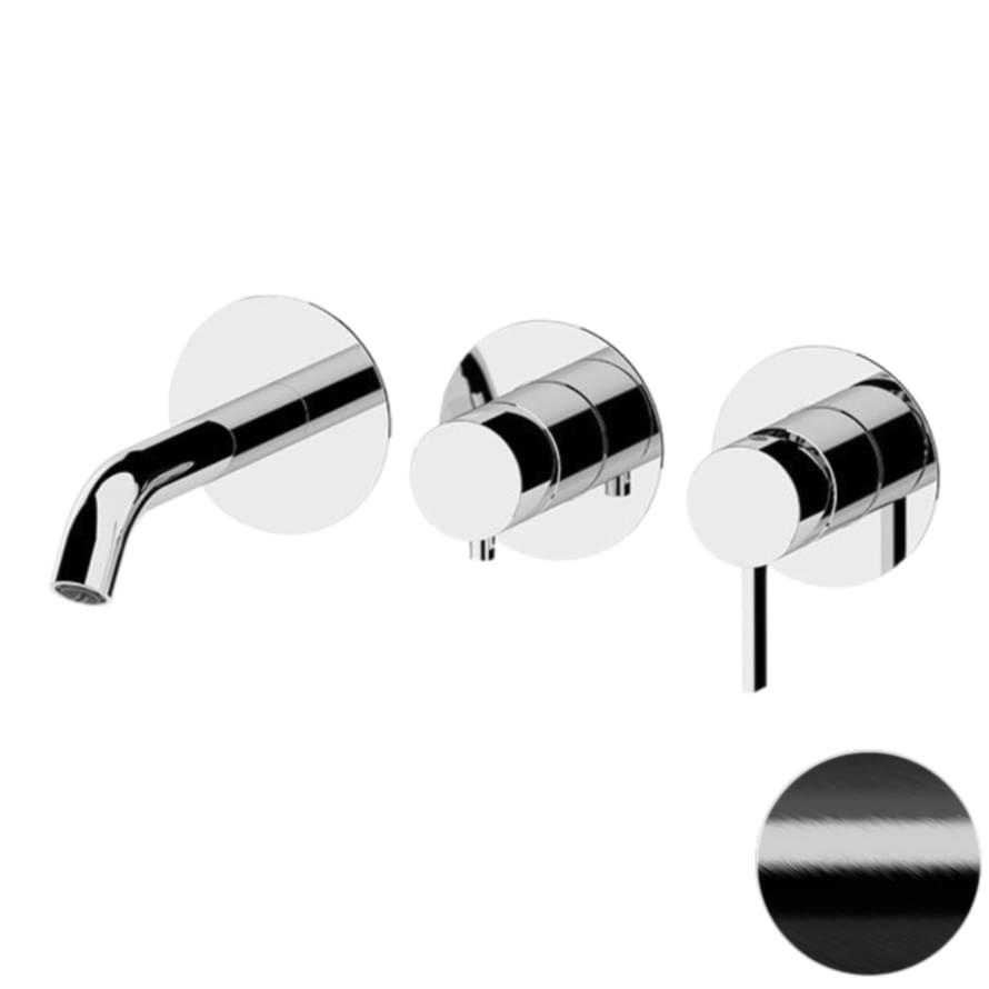 Плитка Remer Metrica Смеситель для ванны на 2 выхода METRICA черный брашированный хром  поверхность брашированная