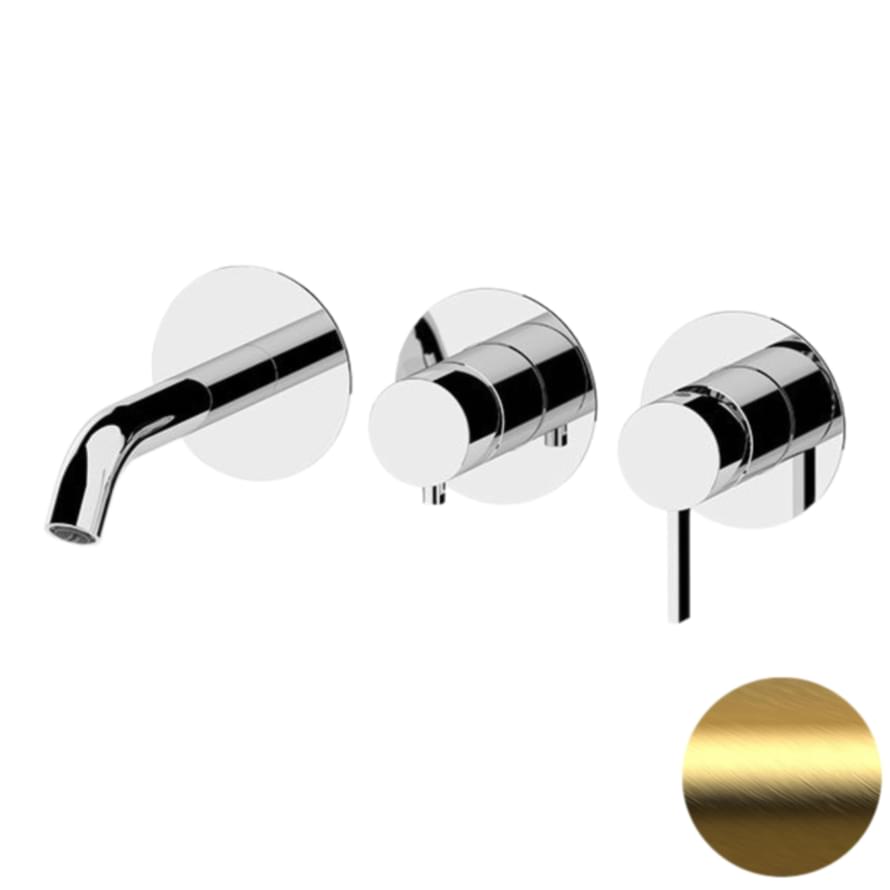 Плитка Remer Metrica Смеситель для ванны на 3 выхода METRICA золото брашированное  поверхность брашированная