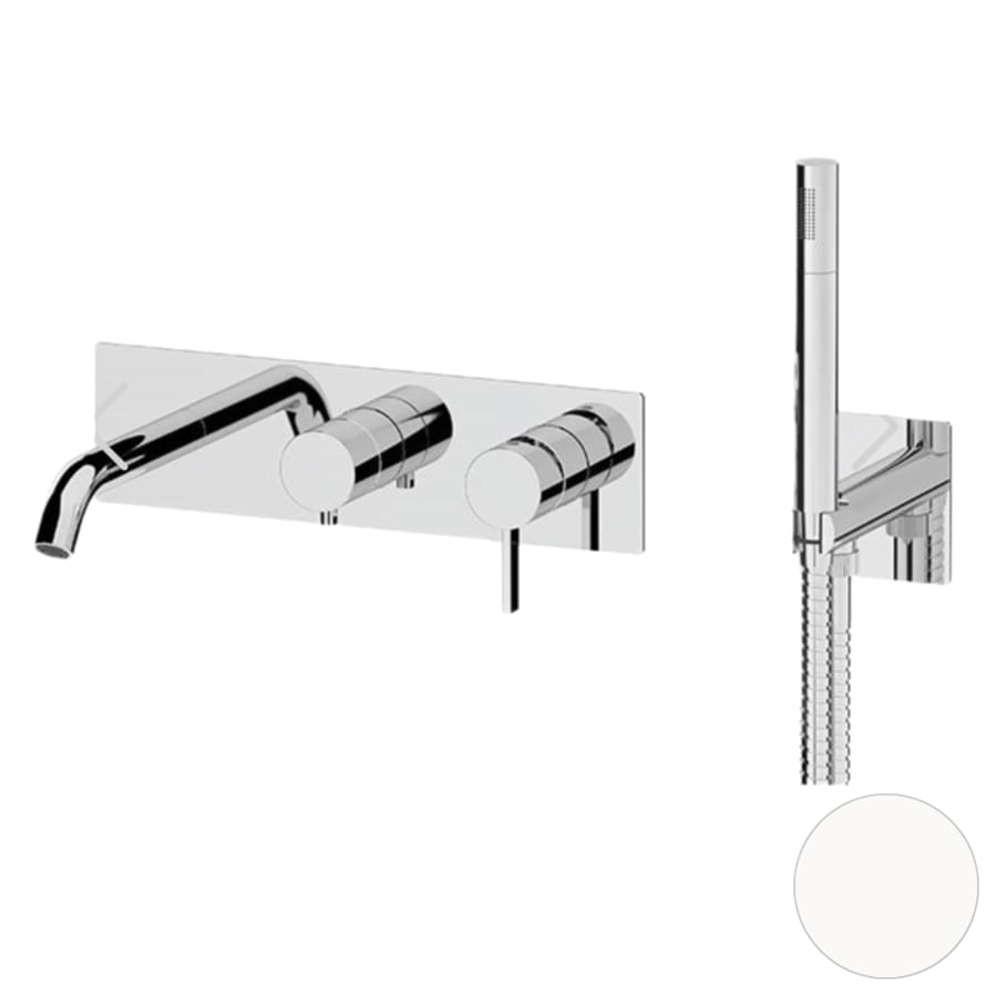 Плитка Remer Metrica Смеситель для ванны настенный с лейкой METRICA белый матовый  поверхность матовая