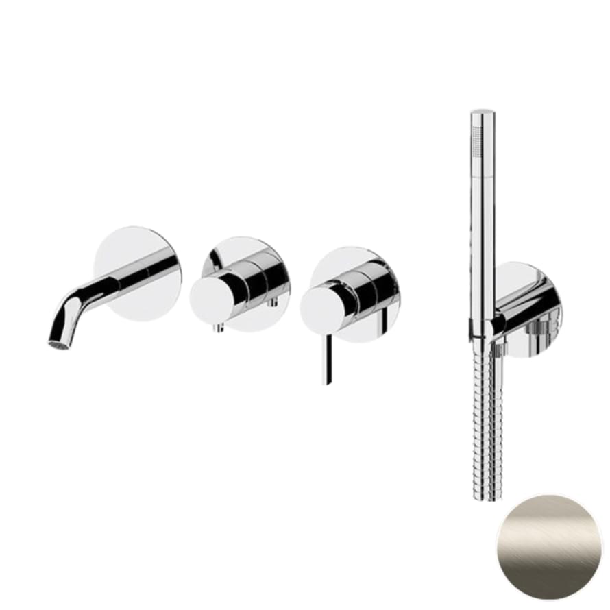 Плитка Remer Metrica Смеситель для ванны настенный с лейкой METRICA сталь  поверхность матовая