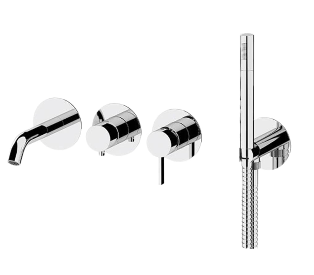 Плитка Remer Metrica Смеситель для ванны настенный с лейкой METRICA хром  поверхность глянец