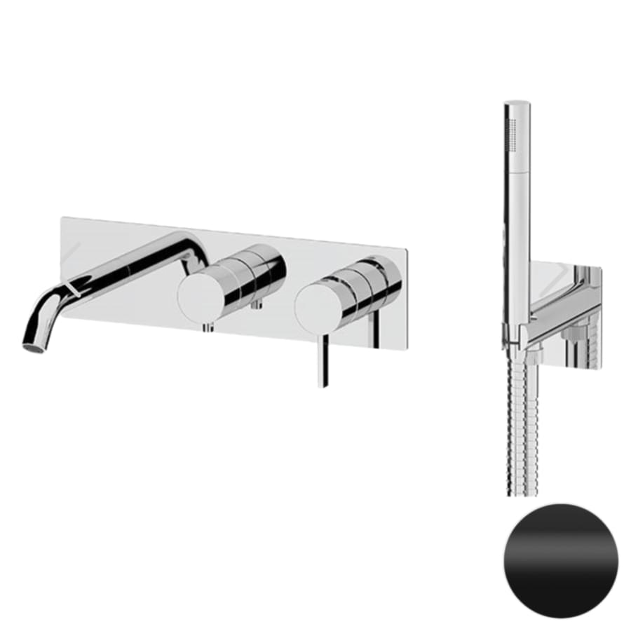 Плитка Remer Metrica Смеситель для ванны настенный с лейкой METRICA черный матовый  поверхность матовая