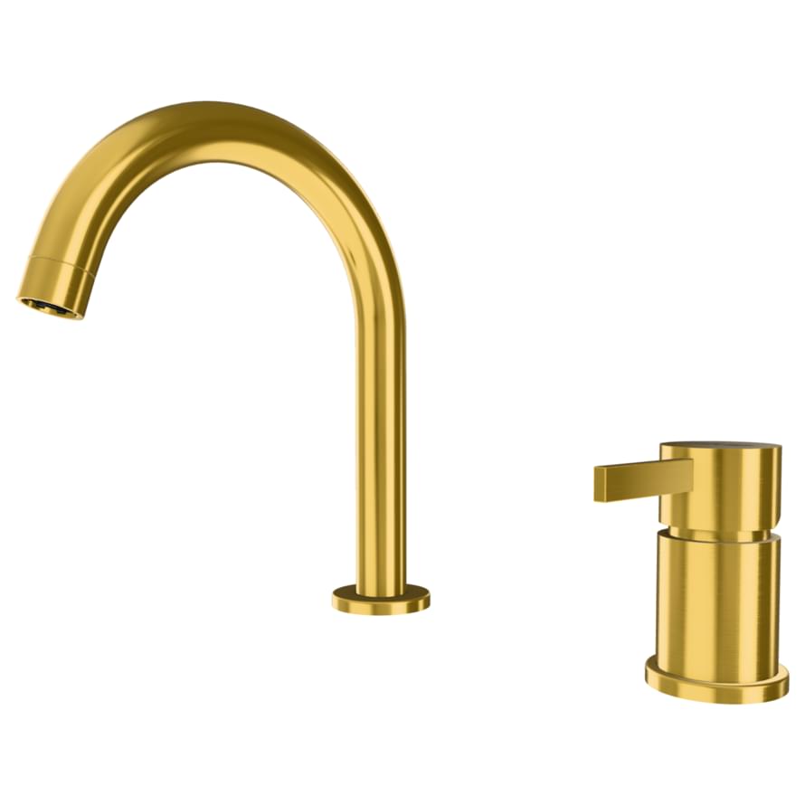 Плитка Remer Metrica Смеситель для раковины METRICA золото брашированное  поверхность брашированная