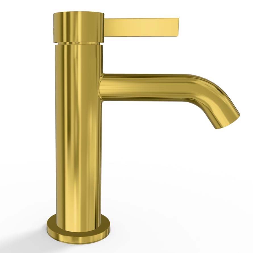 Плитка Remer Metrica Смеситель для раковины г-образный METRICA золото глянцевое  поверхность глянец
