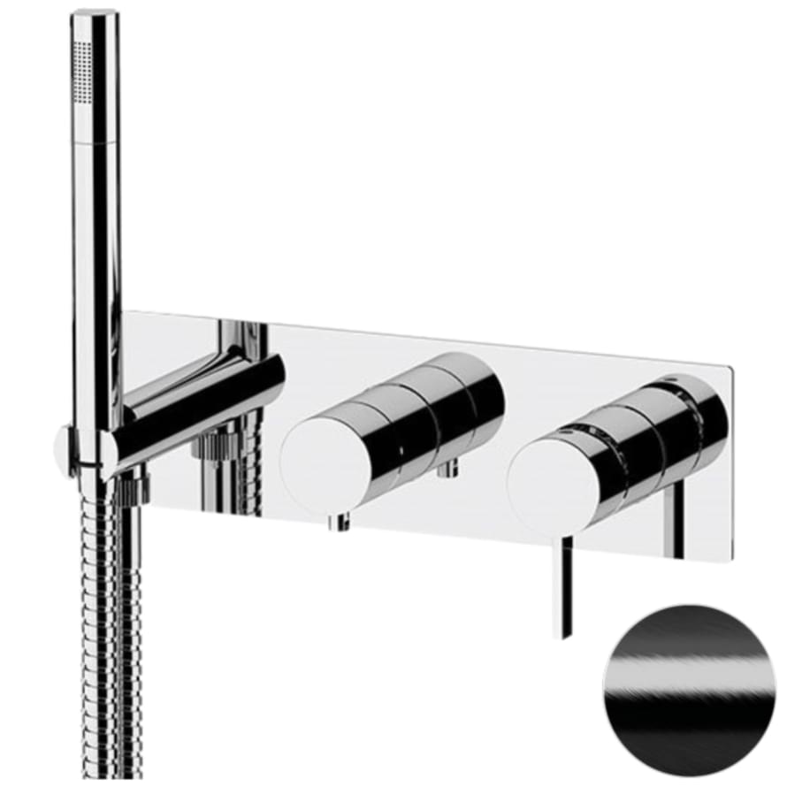 Плитка Remer Metrica Смеситель квадратный для душа METRICA черный брашированный хром  поверхность брашированная