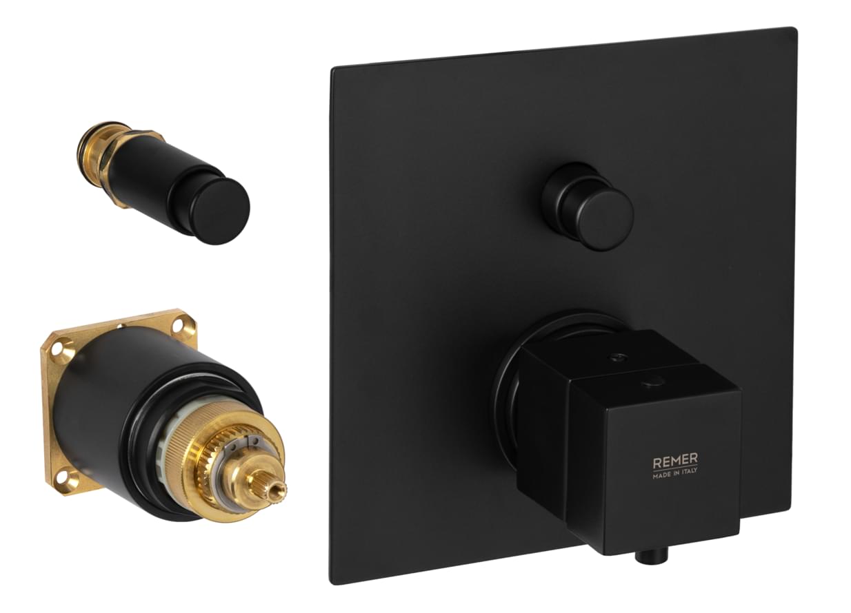 Плитка Remer Q-Elegance Смеситель термостатический для душа Q-ELEGANCE встраиваемый черный матовый  поверхность матовая