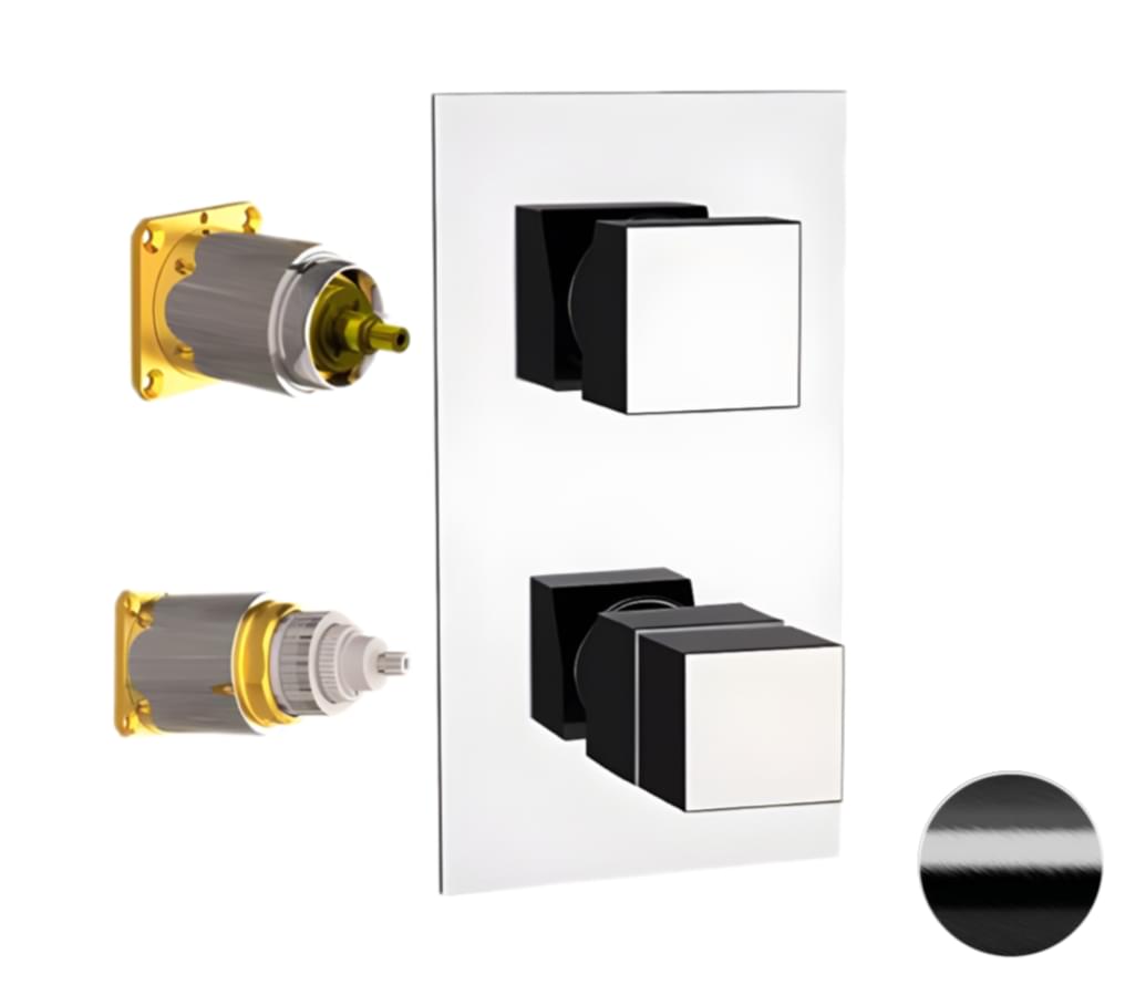 Плитка Remer Q-Elegance Смеситель термостатический для душа Q-ELEGANCE черный брашированный хром  поверхность брашированная