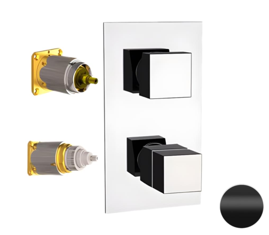 Плитка Remer Q-Elegance Смеситель термостатический для душа встраиваемый Q-ELEGANCE черный матовый  поверхность матовая