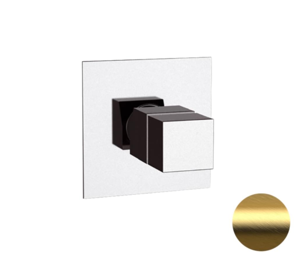 Плитка Remer Q-Elegance Смеситель термостатический для душа квадратный Q-ELEGANCE золото брашированное  поверхность брашированная