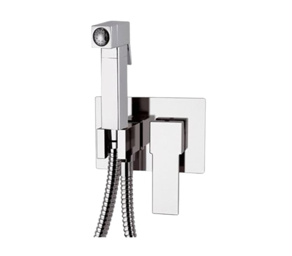 Плитка Remer Qubika Гигиенический душ со смесителем QUBIKA хром  поверхность глянец