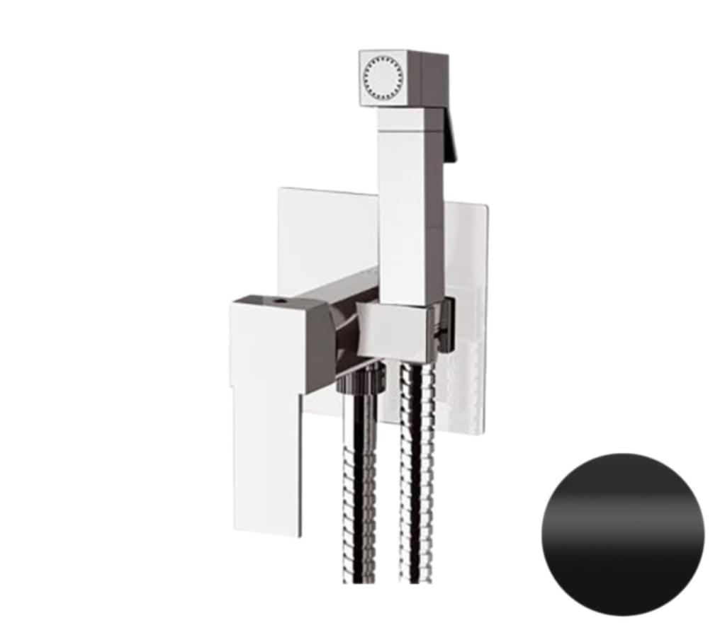 Плитка Remer Qubika Гигиенический душ со смесителем QUBIKA черный матовый  поверхность матовая