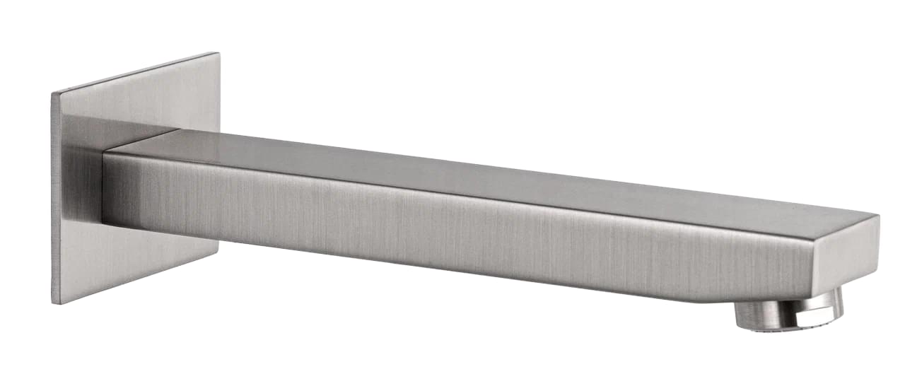 Плитка Remer Qubika Излив настенный 18 см QUBIKA никель брашированный  поверхность брашированная