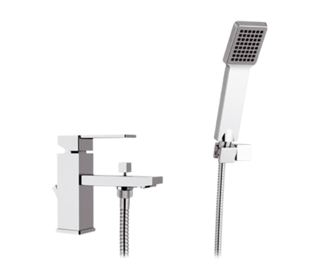 Плитка Remer Qubika Настенный смеситель для ванны с лейкой QUBIKA хром  поверхность глянец