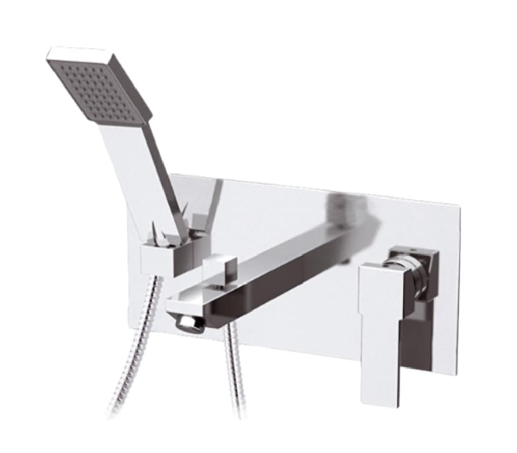 Плитка Remer Qubika Смеситель для ванны с лейкой QUBIKA хром  поверхность глянец