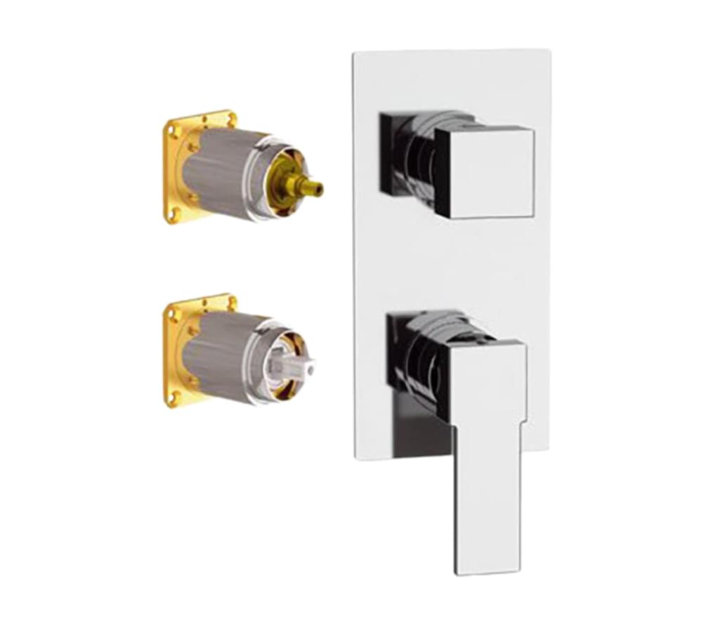 Плитка Remer Qubika Смеситель для душа на 2 выхода QUBIKA хром  поверхность глянец