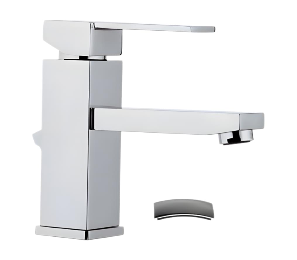 Плитка Remer Qubika Смеситель для раковины с нажимным донным клапаном QUBIKA хром  поверхность глянец