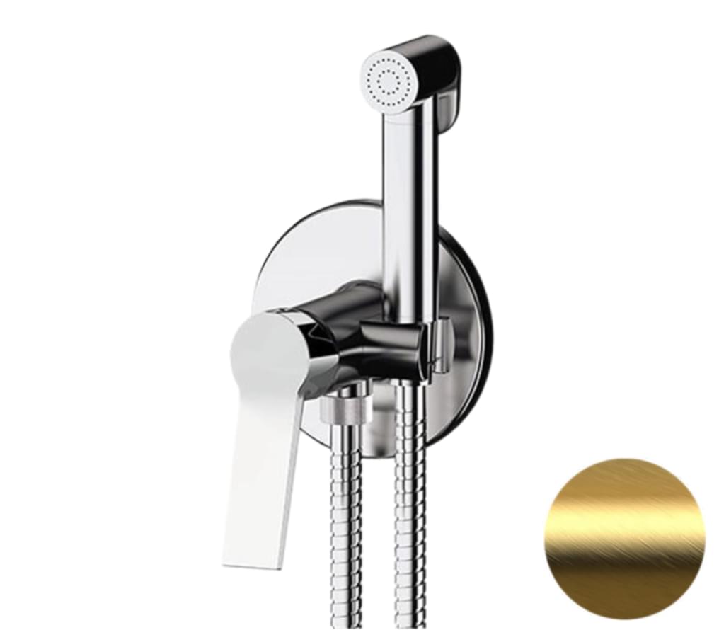 Плитка Remer Slash&Dot Гигиенический душ со смесителем SLASH&DOT золото брашированное  поверхность брашированная