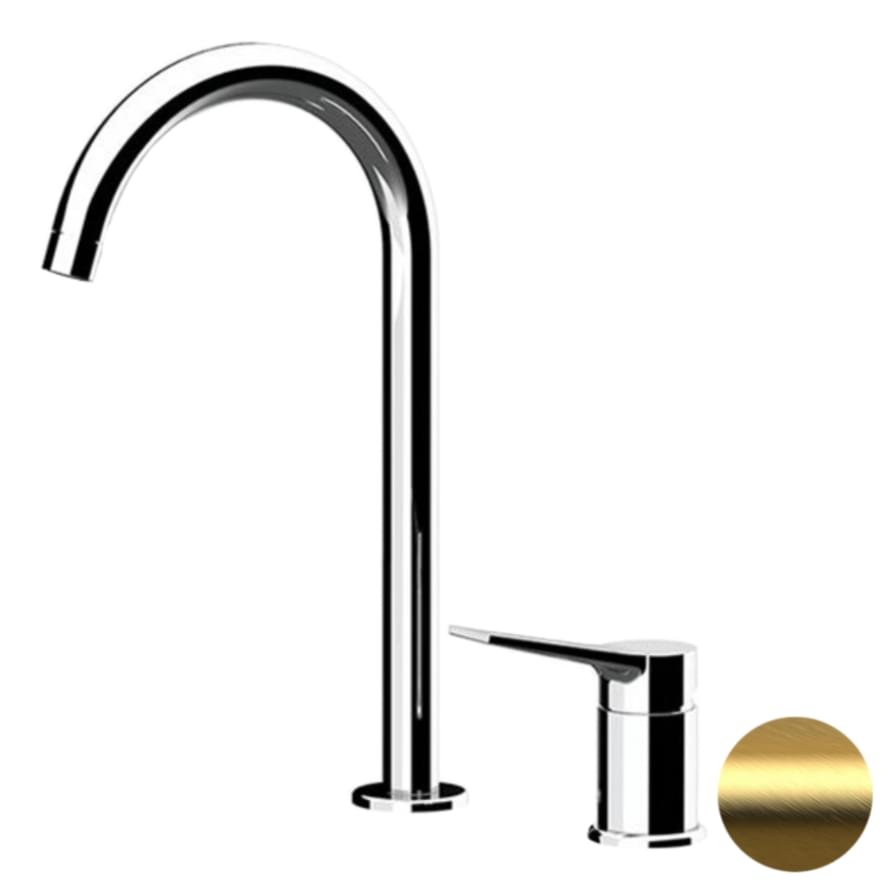 Плитка Remer Slash&Dot Смеситель для раковины SLASH&DOT округлый золото брашированное  поверхность брашированная