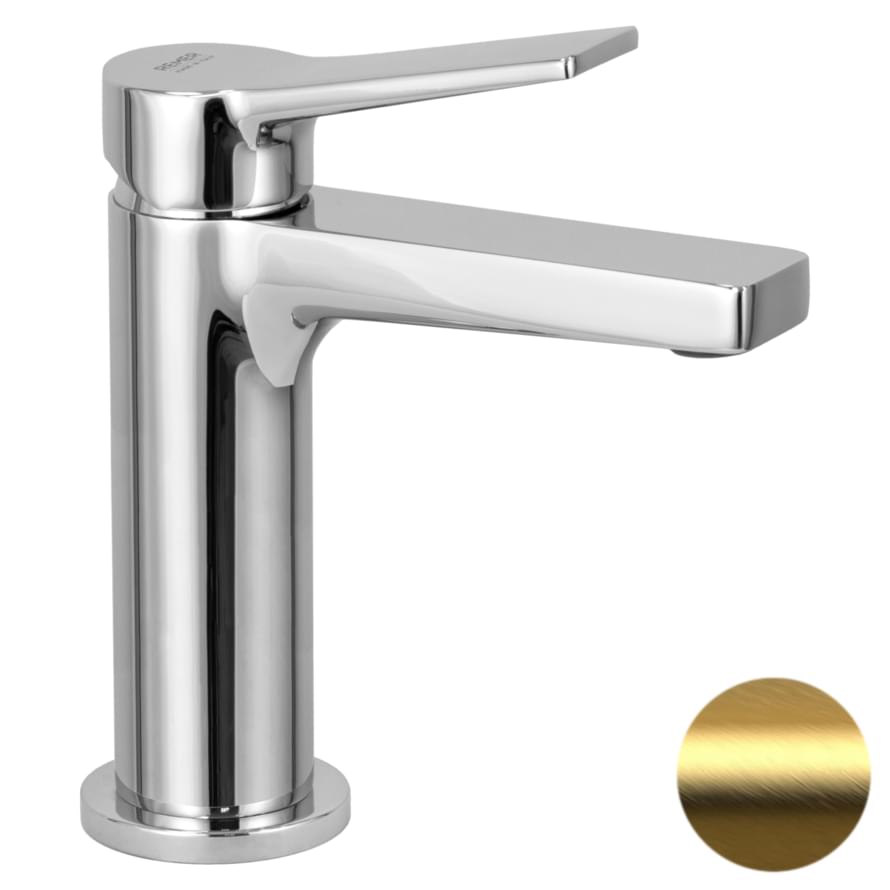 Плитка Remer Slash&Dot Смеситель для раковины г-образный SLASH&DOT золото брашированное  поверхность брашированная