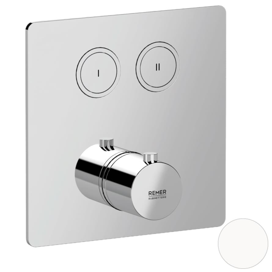 Плитка Remer X Style Встраиваемый квадратный смеситель термостатический для душа X STYLE белый матовый  поверхность матовая