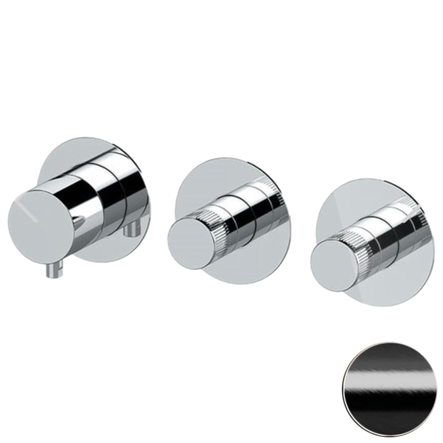 Плитка Remer X Style Встраиваемый округлый смеситель для душа X STYLE черный брашированный  поверхность брашированная