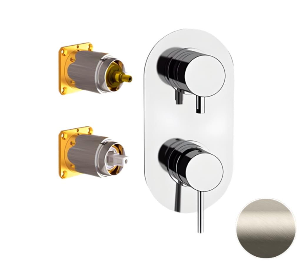 Плитка Remer X Style Встраиваемый округлый смеситель для душа на 2 выхода X STYLE сталь  поверхность матовая