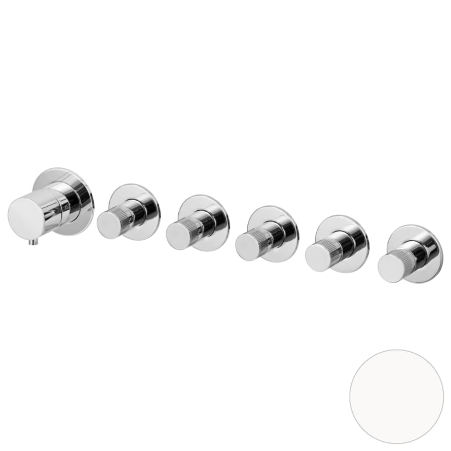 Плитка Remer X Style Встраиваемый округлый смеситель для душа на 5 выходов X STYLE белый матовый  поверхность матовая