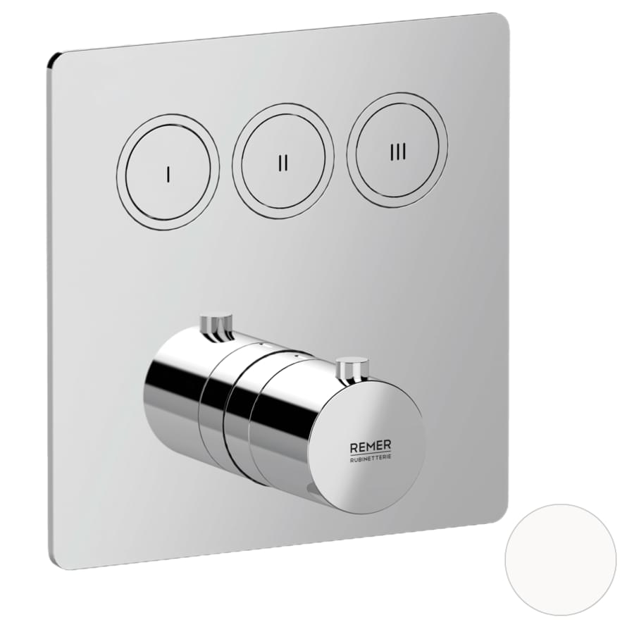 Плитка Remer X Style Встраиваемый смеситель термостатический для душа X STYLE белый матовый  поверхность матовая