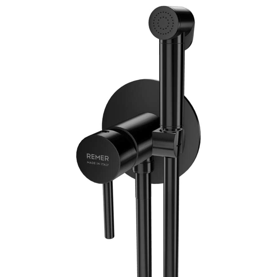 Плитка Remer X Style Гигиенический душ округлый со смесителем X STYLE черный брашированный  поверхность брашированная