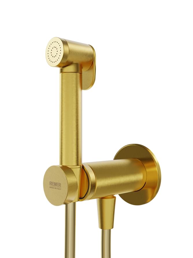 Плитка Remer X Style Гигиенический душ со смесителем X STYLE округлый золото брашированное  поверхность брашированная