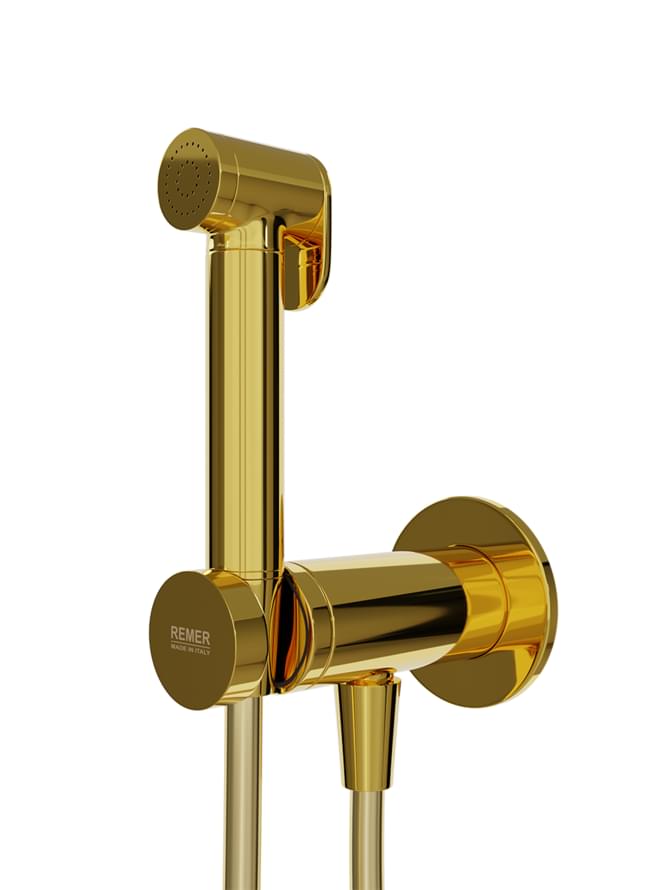 Плитка Remer X Style Гигиенический душ со смесителем округлый X STYLE золото глянцевое  поверхность глянец