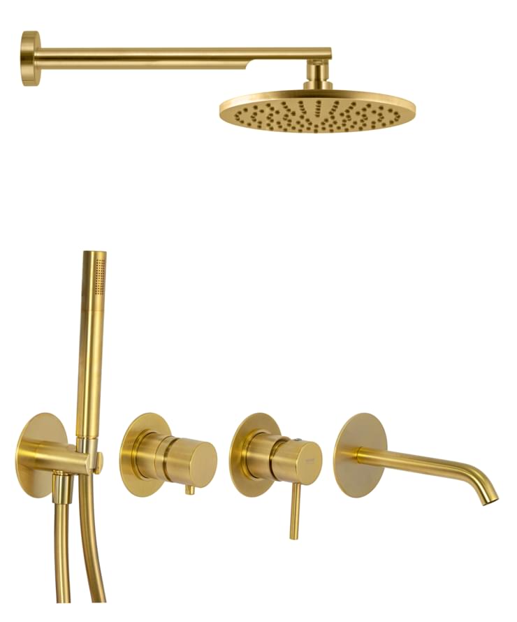 Плитка Remer X Style Душевая система округлая X STYLE золото брашированное  поверхность брашированная