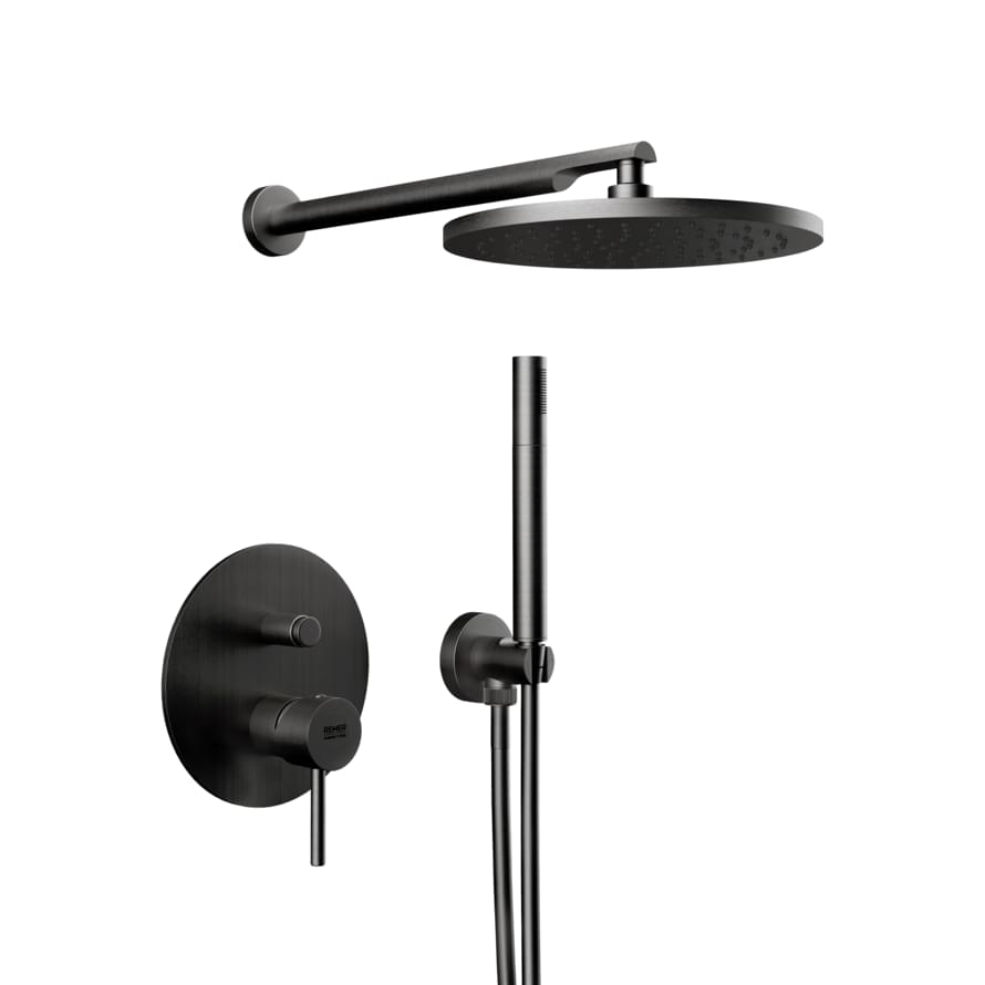 Плитка Remer X Style Душевая система округлая X STYLE черный брашированный  поверхность брашированная