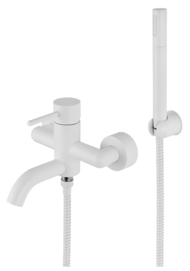 Плитка Remer X Style Смеситель для ванны X STYLE настенный с лейкой белый матовый  поверхность матовая