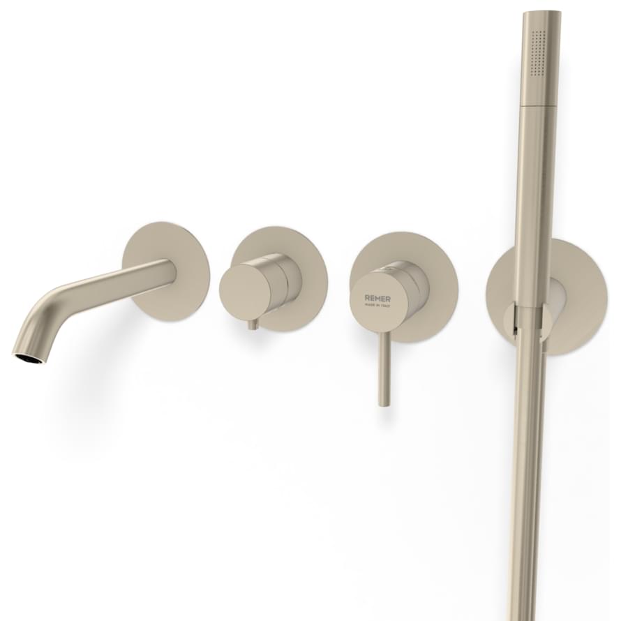 Плитка Remer X Style Смеситель для ванны X STYLE сталь настенный с лейкой  поверхность матовая