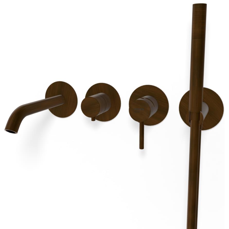 Плитка Remer X Style Смеситель для ванны настенный с лейкой X STYLE бронза масляная  поверхность матовая