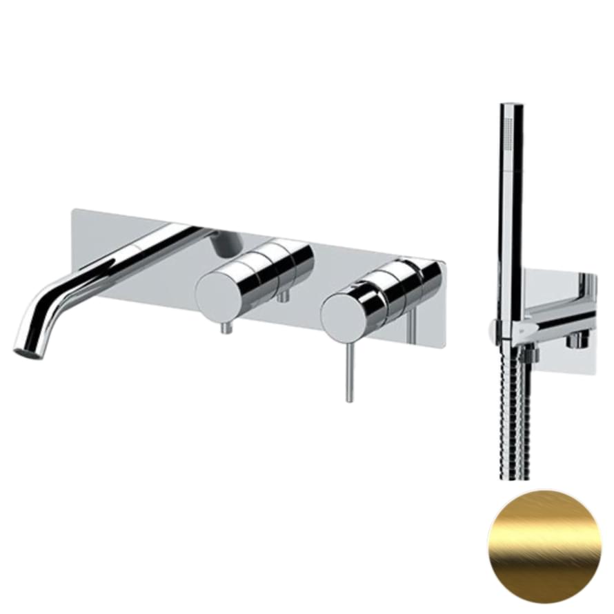 Плитка Remer X Style Смеситель для ванны настенный с лейкой X STYLE золото брашированное  поверхность брашированная