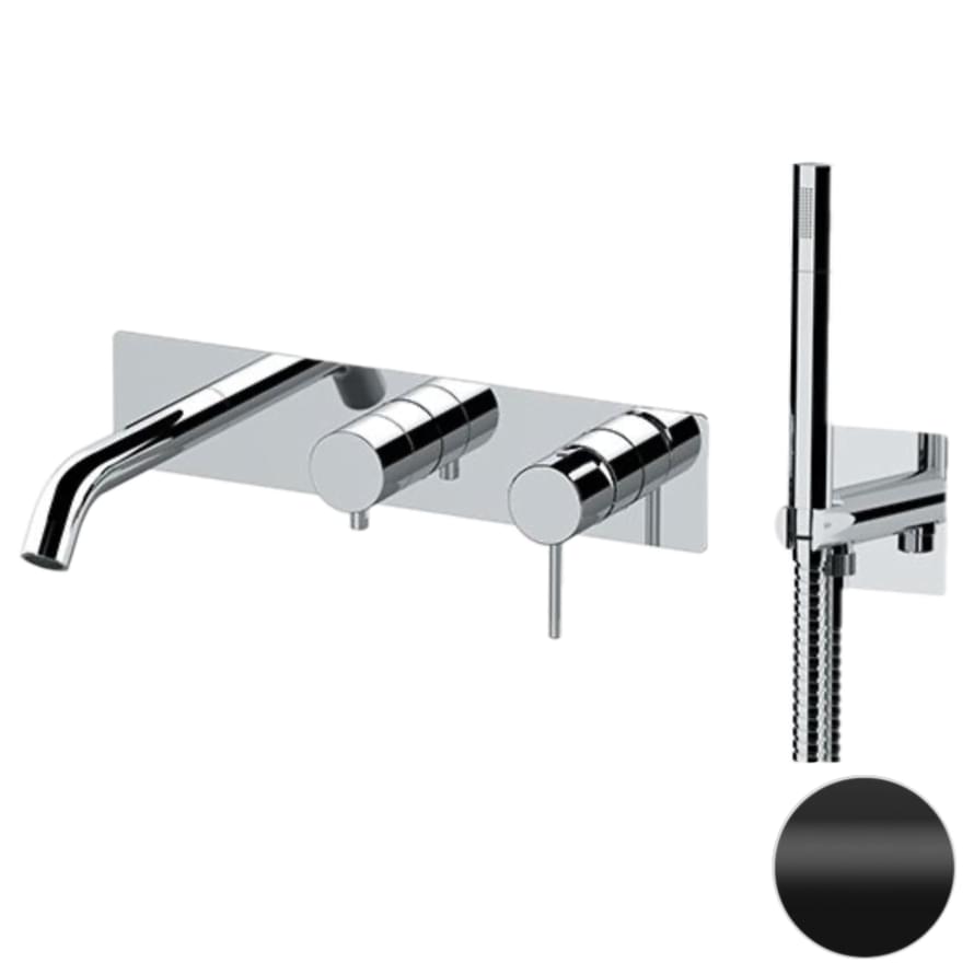 Плитка Remer X Style Смеситель для ванны настенный с лейкой X STYLE черный матовый  поверхность матовая