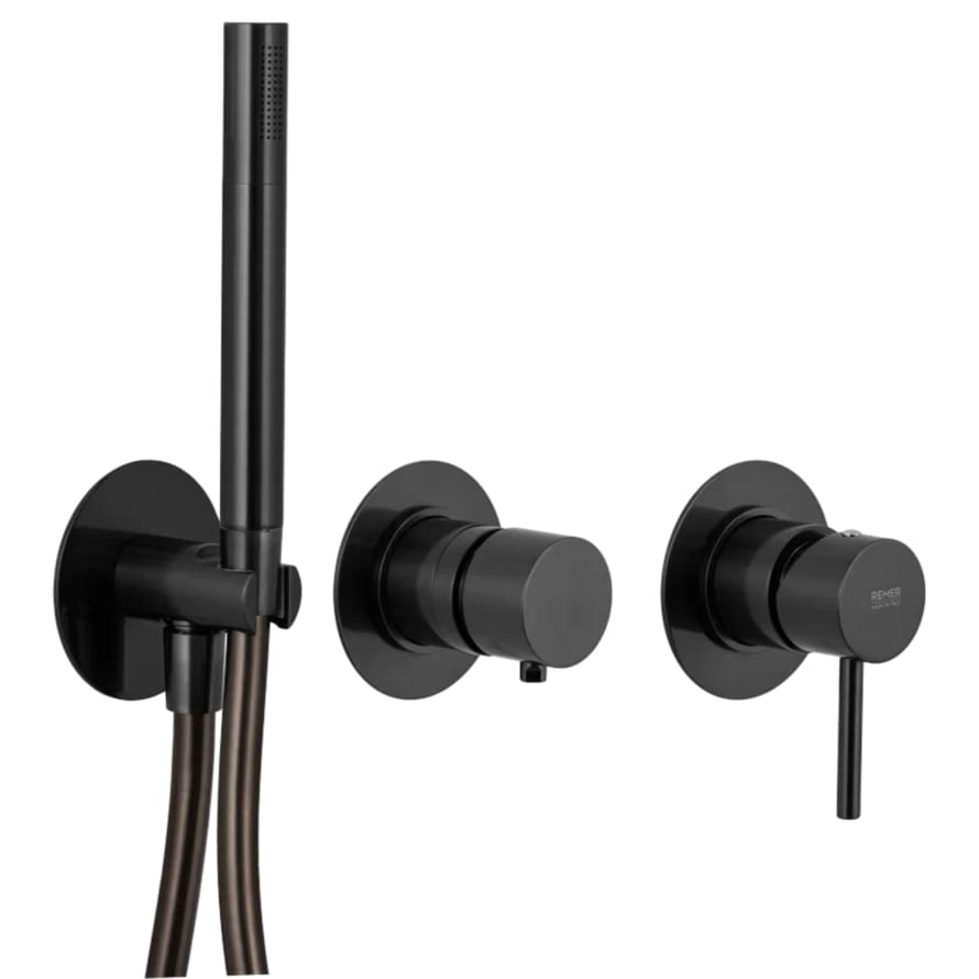 Плитка Remer X Style Смеситель для душа встраиваемый на 3 выхода X STYLE черный брашированный  поверхность брашированная