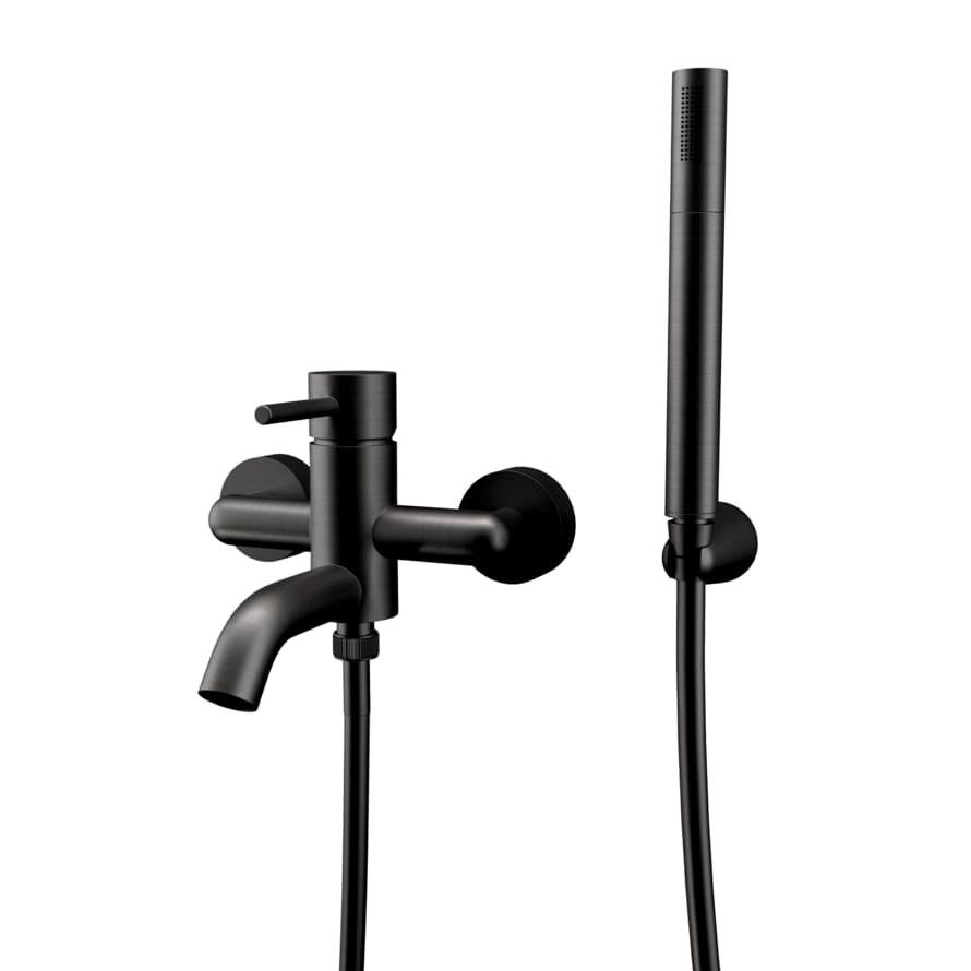 Плитка Remer X Style Смеситель настенный с лейкой для ванны X STYLE черный брашированный  поверхность брашированная