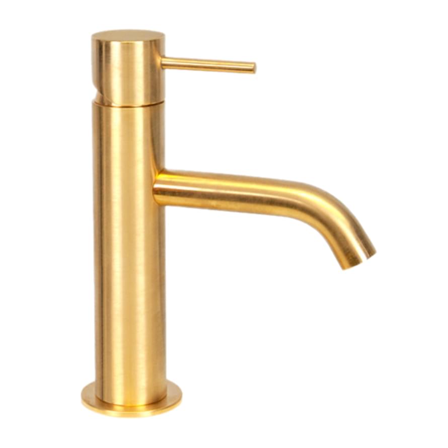 Плитка Remer X Style Смеситель округлый для раковины г-образный X STYLE золото брашированное  поверхность брашированная