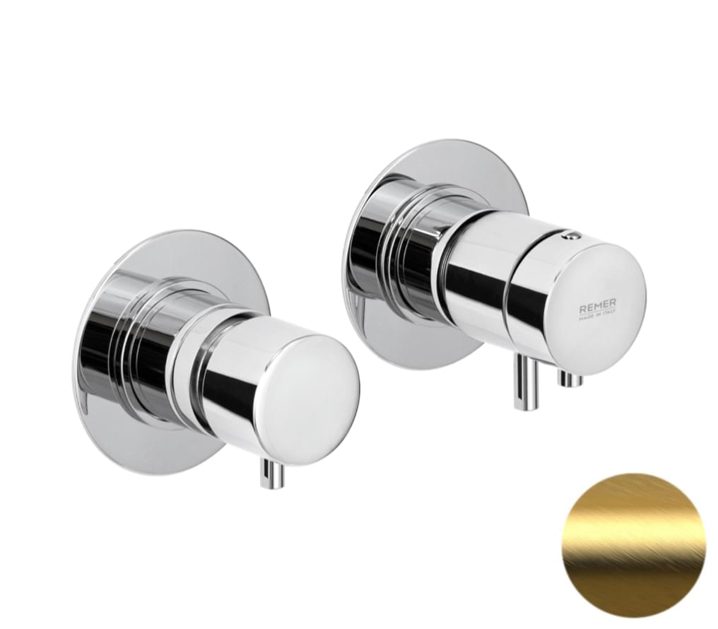 Плитка Remer X Style Смеситель термостатический для душа X STYLE золото брашированное  поверхность брашированная