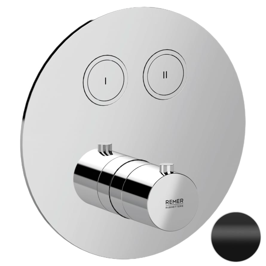 Плитка Remer X Style Смеситель термостатический для душа на 2 выхода X STYLE черный матовый  поверхность матовая