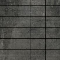 Плитка Rondine Icon Black Mosaico Mattoncino 30x30 см, поверхность матовая, рельефная