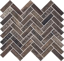 Плитка Rondine Inwood Black Mosaico Spina 32x28.5 см, поверхность матовая, рельефная