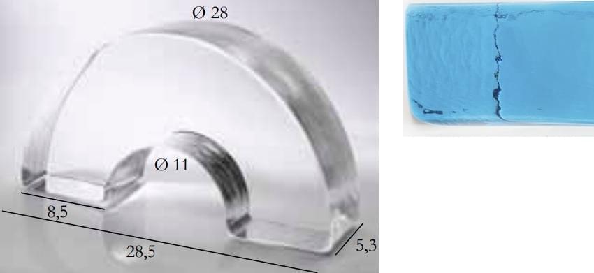 S.Anselmo Glass Bricks Aquamarine Segmento Corona 1/2 8.5x28.5