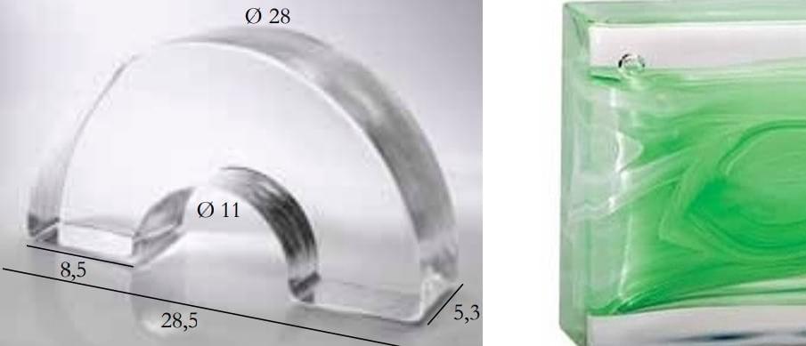 S.Anselmo Glass Bricks Cloud Green Segmento Corona 1/2 8.5x28.5